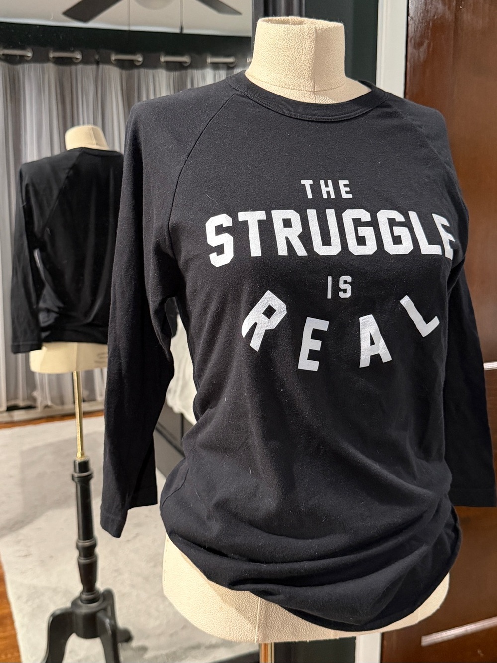 The Struggle Is Real Black Graphic Long Sleeve Tee